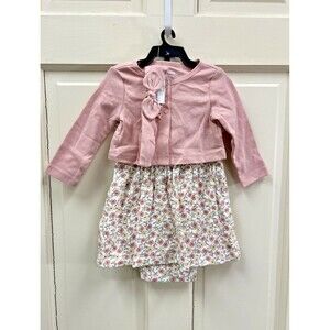 Carters Child of Mine Baby Girl Floral Dress Jacket Bow Headband 6-9 Month